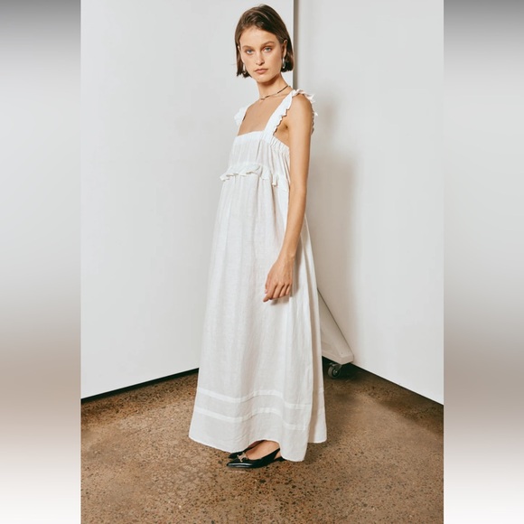 VRG GIRL CURATE & CREATE SMOCK MAXI DRESS WHITE - Picture 4 of 5